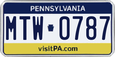 PA license plate MTW0787