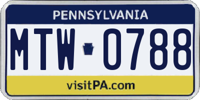 PA license plate MTW0788