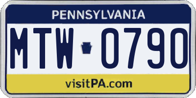 PA license plate MTW0790