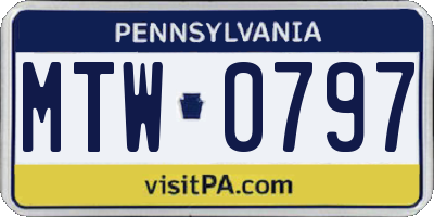 PA license plate MTW0797