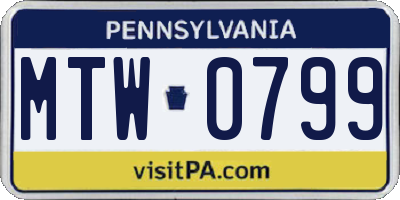 PA license plate MTW0799
