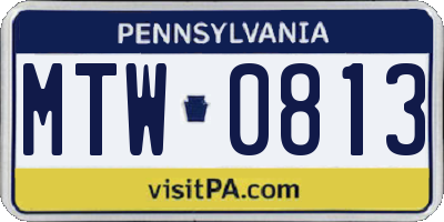PA license plate MTW0813