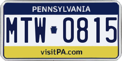 PA license plate MTW0815