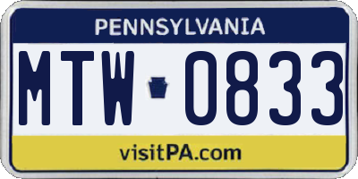 PA license plate MTW0833
