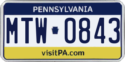 PA license plate MTW0843