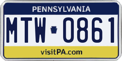 PA license plate MTW0861