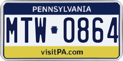 PA license plate MTW0864