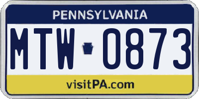 PA license plate MTW0873