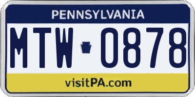 PA license plate MTW0878