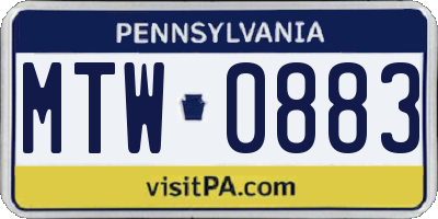 PA license plate MTW0883