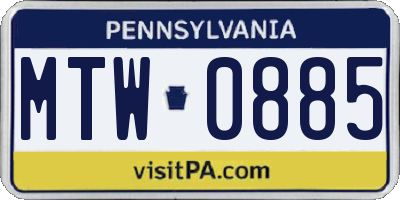 PA license plate MTW0885
