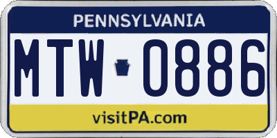 PA license plate MTW0886