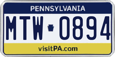 PA license plate MTW0894