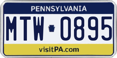 PA license plate MTW0895