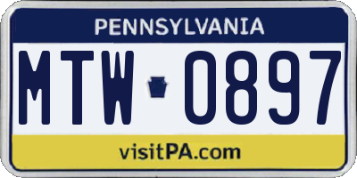 PA license plate MTW0897