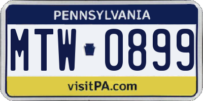 PA license plate MTW0899