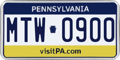 PA license plate MTW0900