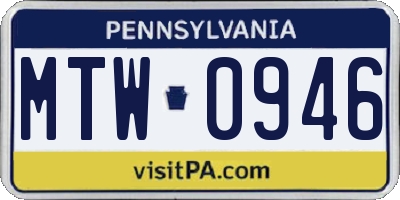 PA license plate MTW0946