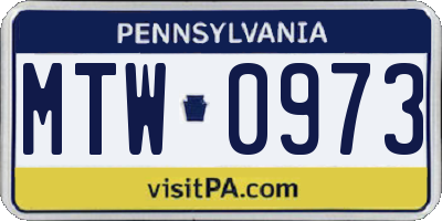 PA license plate MTW0973