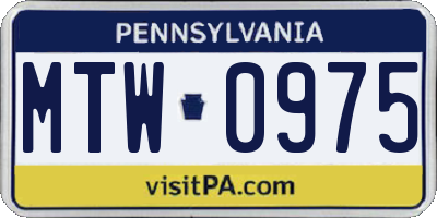 PA license plate MTW0975