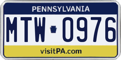 PA license plate MTW0976
