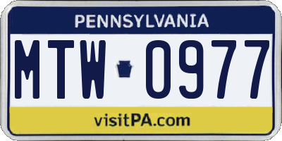 PA license plate MTW0977