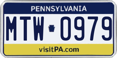 PA license plate MTW0979