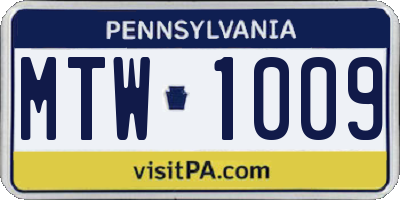 PA license plate MTW1009