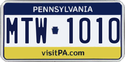 PA license plate MTW1010