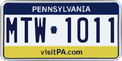 PA license plate MTW1011