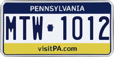 PA license plate MTW1012