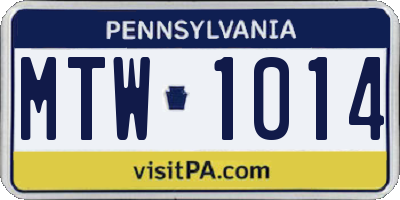 PA license plate MTW1014