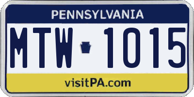 PA license plate MTW1015