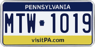 PA license plate MTW1019