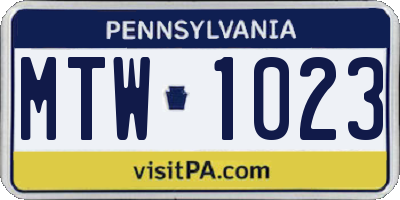 PA license plate MTW1023