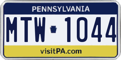 PA license plate MTW1044