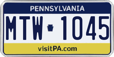 PA license plate MTW1045