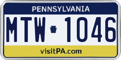 PA license plate MTW1046