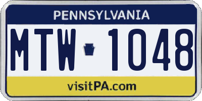 PA license plate MTW1048