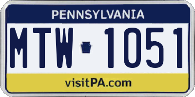 PA license plate MTW1051