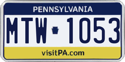 PA license plate MTW1053
