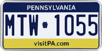 PA license plate MTW1055