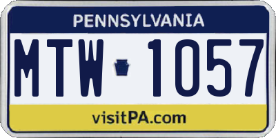 PA license plate MTW1057