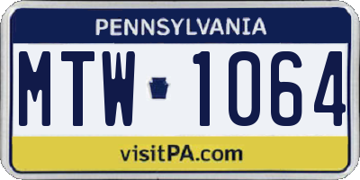 PA license plate MTW1064