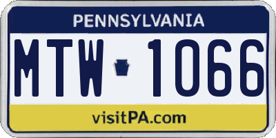 PA license plate MTW1066