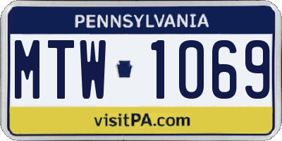PA license plate MTW1069