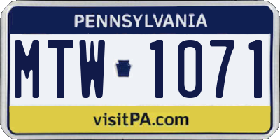 PA license plate MTW1071