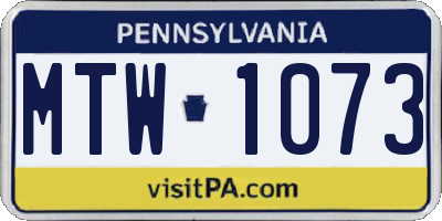 PA license plate MTW1073