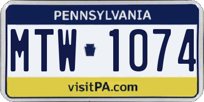 PA license plate MTW1074