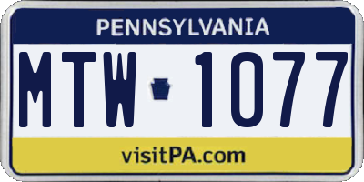 PA license plate MTW1077